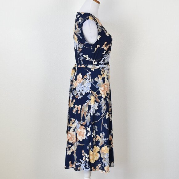 Lauren Ralph Lauren Floral Belted Crepe Midi Dress - 4 - Picture 6 of 8